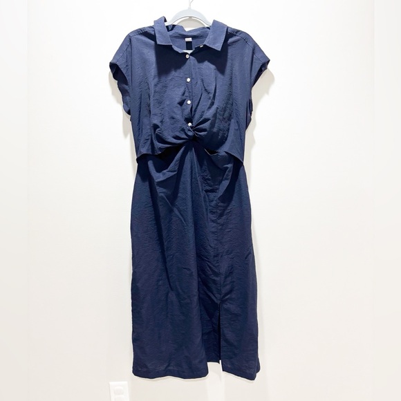 OLD NAVY Elegant Navy Blue Short Sleeve Drapey Twist Women's Maxi Dress XL - Picture 1 of 6